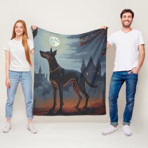 Dobermann Halloween Gruselig Fleecedecke