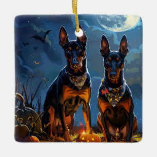 Dobermann Halloween Gruselig Keramikornament