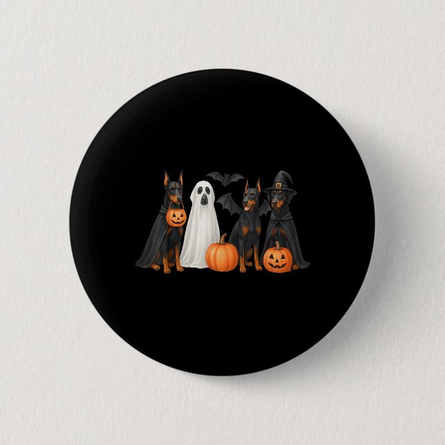 Dobermann Halloween Kostüm Spaß Dobermann Hallowee Button (Vorderseite)