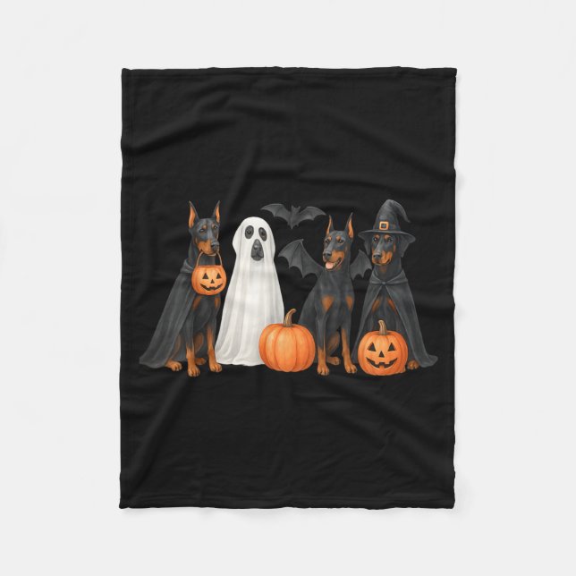 Dobermann Halloween Kostüm Spaß Dobermann Hallowee Fleecedecke (Vorderseite)