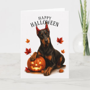 Dobermann Halloween Teufelshund Karte