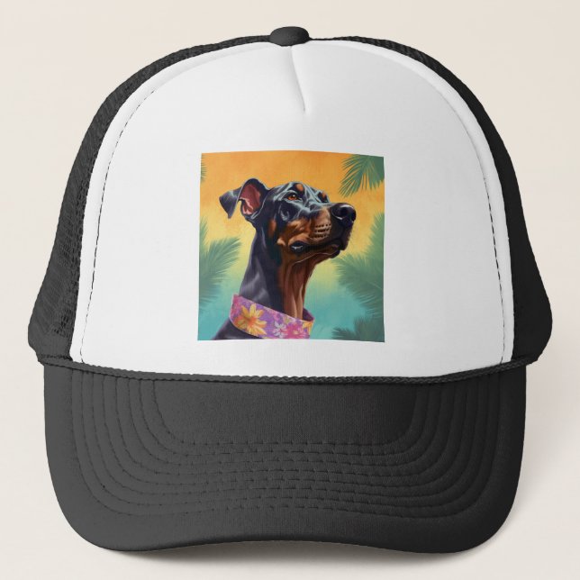 Dobermann hawaii hat truckerkappe (Vorderseite)