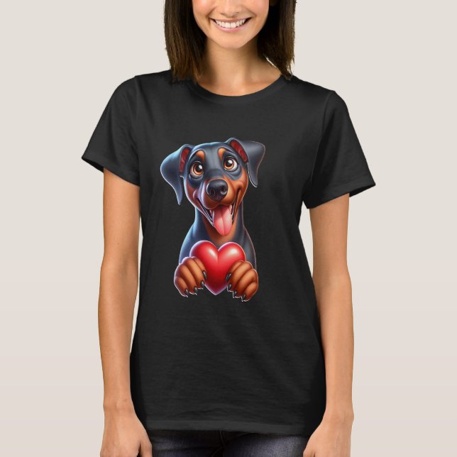 Dobermann Herz Dobermann Liebe Dobermann T-Shirt (Vorderseite)