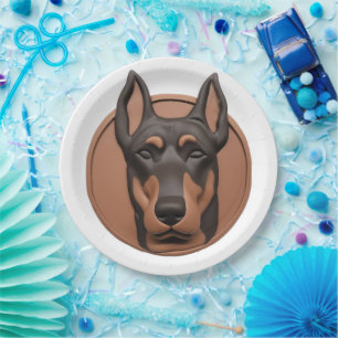 Dobermann-Hund 3D Inspiriert Pappteller