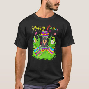 Dobermann-Hund Blumiges Oster-Ei Lustiger Doberma T-Shirt