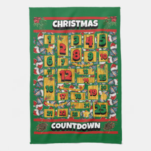 Dobermann-Hund Countdown Weihnachten Adventskalend Geschirrtuch