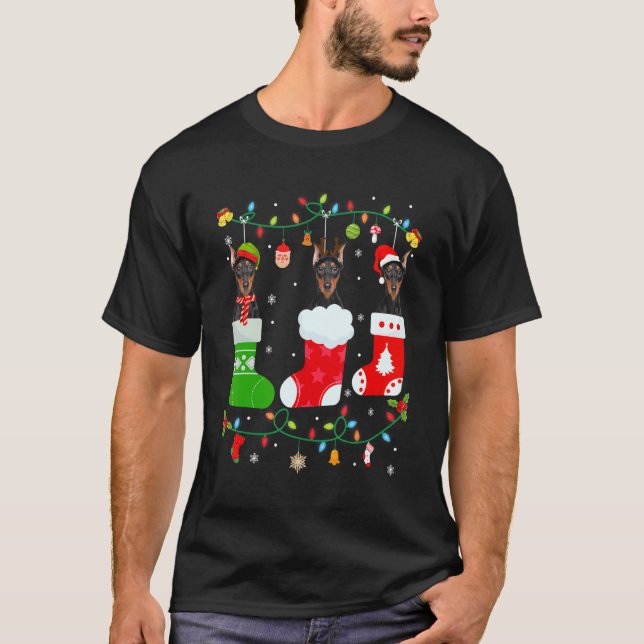 Dobermann-Hund Drei Weihnachts-Socken Pullover Xma (Vorderseite)