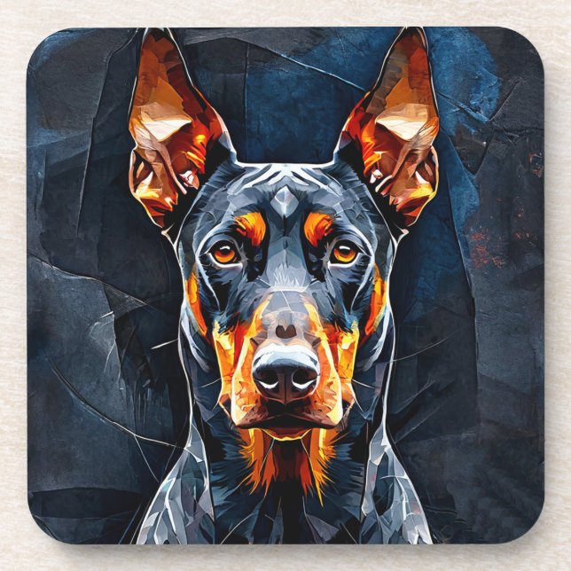 Dobermann Hund Getränkeuntersetzer (Vorderseite)