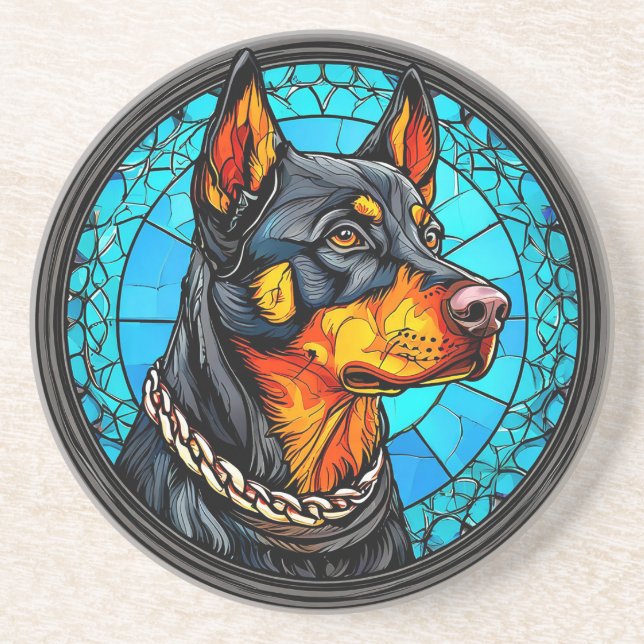 Dobermann-Hund Getränkeuntersetzer (Vorne)