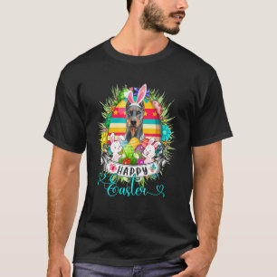Dobermann-Hund in Osterkörbchen mit Ostereiern Has T-Shirt