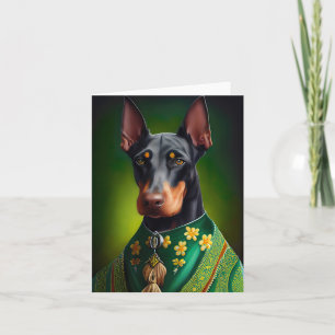 Dobermann-Hund in St. Patrick's Day-Kleid Karte