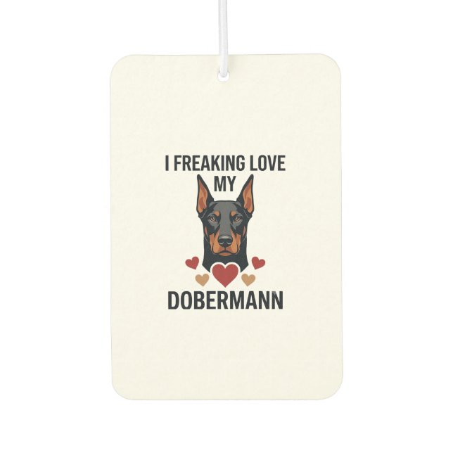 Dobermann Hund mit roten Herzen_1 Autolufterfrischer (Vorderseite)