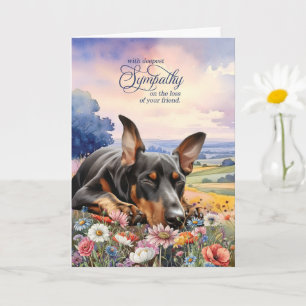 Dobermann-Hund mit Wildblumen Haustier-Mitleid Karte