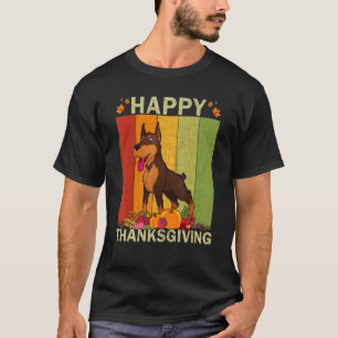 Dobermann-Hund Retro-Grafik Familie passend Danke T-Shirt