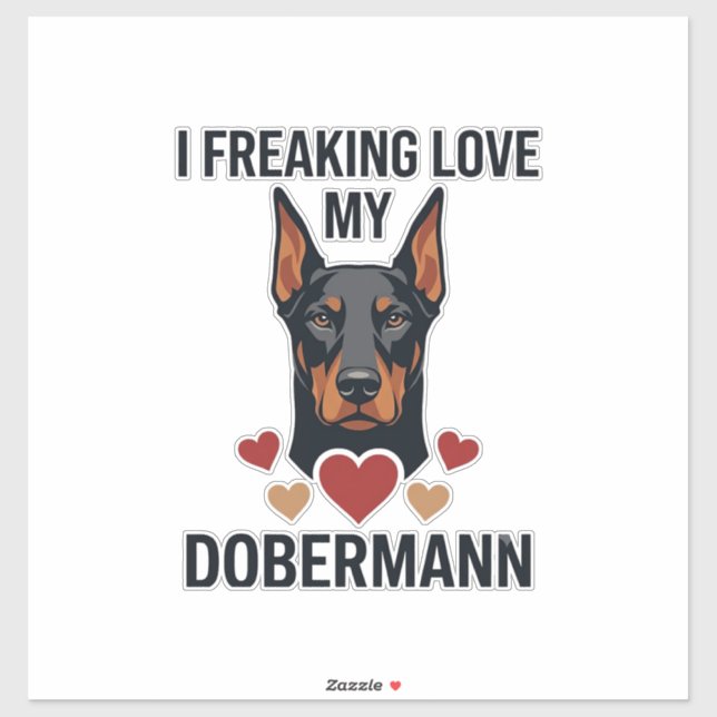Dobermann Hund rote Herzen lieben_1 Aufkleber (Blatt)