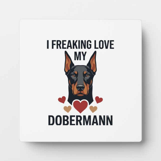Dobermann Hund rote Herzen lieben_1 Fotoplatte (Vorderseite)