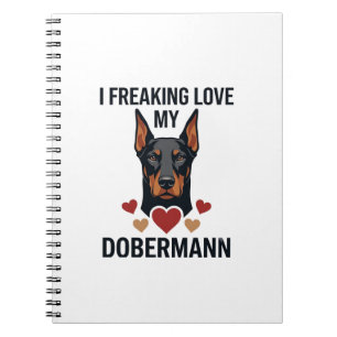 Dobermann Hund rote Herzen lieben_1 Notizblock