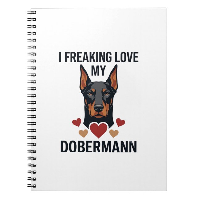 Dobermann Hund rote Herzen lieben_1 Notizblock (Vorderseite)