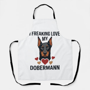 Dobermann Hund rote Herzen lieben_1 Schürze