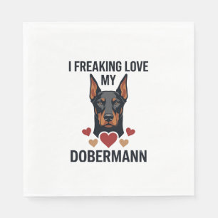 Dobermann Hund rote Herzen lieben_1 Serviette