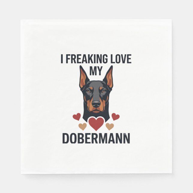 Dobermann Hund rote Herzen lieben_1 Serviette (Vorderseite)