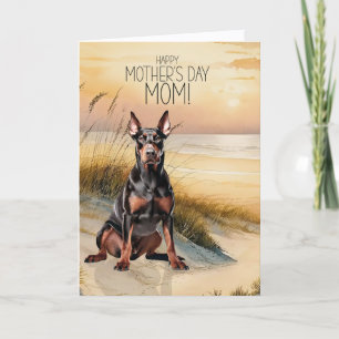 Dobermann-Hund Sonnenuntergang Strand Muttertag Feiertagskarte