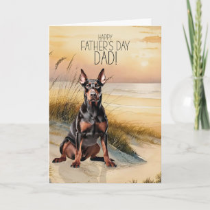 Dobermann-Hund Sonnenuntergang Strand Vatertag Feiertagskarte