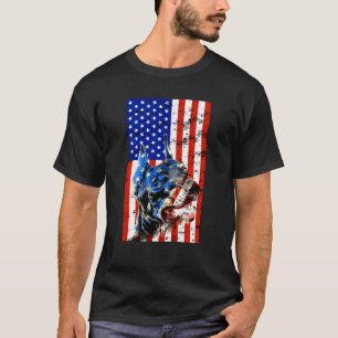 Dobermann Hund USA Amerikanische Flagge 4. Juli Pa T-Shirt