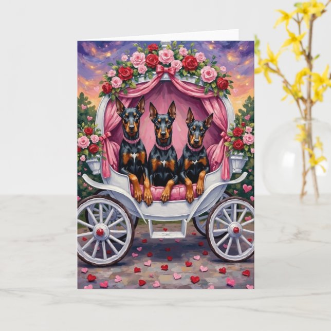 Dobermann Hund Valentinstag  Karte (Gelbe Blume)