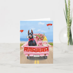 Dobermann-Hund Valentinstag LKW Herzen Karte