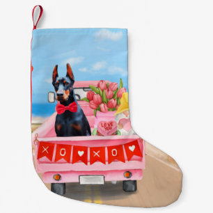 Dobermann-Hund Valentinstag LKW Herzen Kleiner Weihnachtsstrumpf