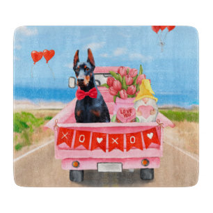 Dobermann-Hund Valentinstag LKW Herzen Schneidebrett