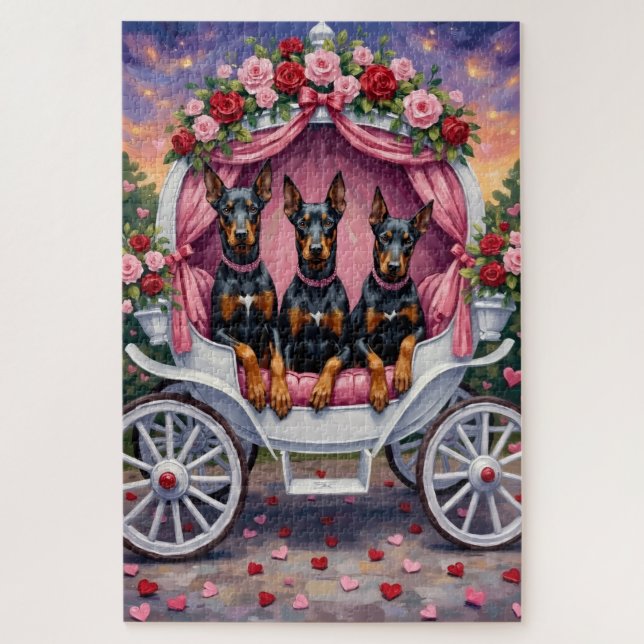 Dobermann Hund Valentinstag  Puzzle (Vertikal)