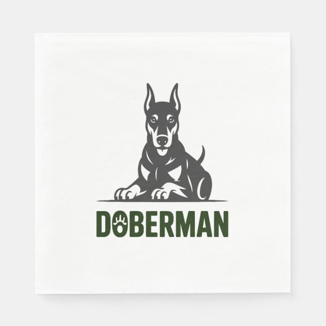 Dobermann-Hund-Vektor 2 Farben Serviette (Vorderseite)