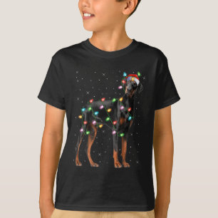 Dobermann-Hund-Weihnachtsbeleuchtung Santa Haustie T-Shirt