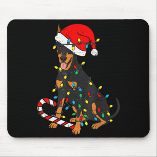 Dobermann-Hund Weihnachtslichter Weihnachten Santa Mousepad