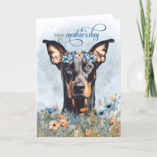 Dobermann-Hund Wildblumen Muttertag Feiertagskarte