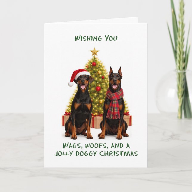 Dobermann Hunde Weihnachten (Vorderseite)