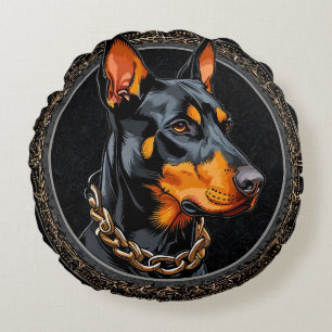 Dobermann-Hundeliebhaber-Geschenk Rundes Kissen