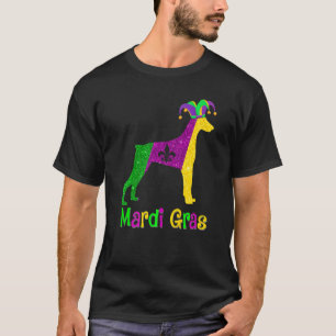 Dobermann-Hundeliebhaber Mardi Gras Karneval Narr T-Shirt