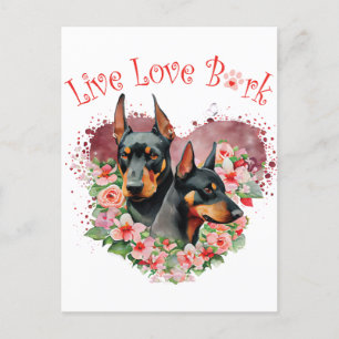 Dobermann-Hundemama Blumenmuster Postkarte