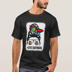 Dobermann-Hundemutter Unordentlicher Dutt Haare Br T-Shirt