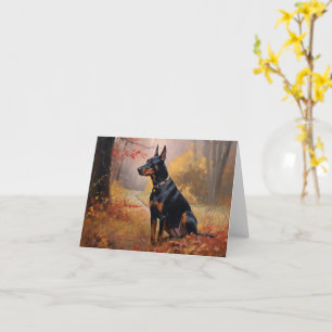 Dobermann im Herbst inspiriert fallende Blätter Karte