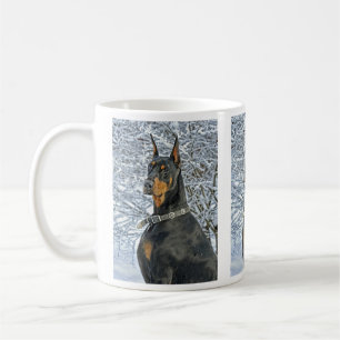 Dobermann in der eisigen Schnee-Tasse Kaffeetasse