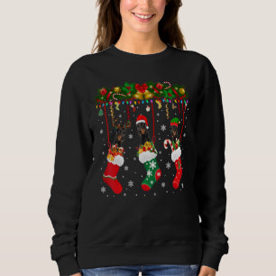 Dobermann in Sock Xmas Reindeer Santa Elf Dog Sweatshirt