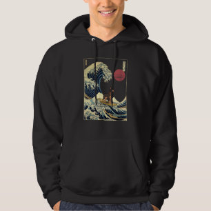 Dobermann Japanese Kanagawa Wave Surf Dog Hoodie