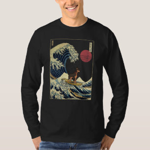 Dobermann Japanese Kanagawa Wave Surf Dog T-Shirt