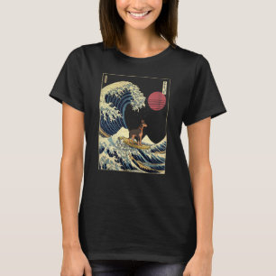 Dobermann Japanese Kanagawa Wave Surf Dog T-Shirt