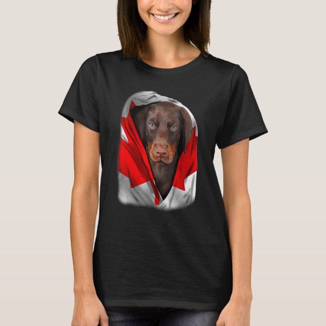 Dobermann Kanada Flagge Hunde T-Shirt (Vorderseite)