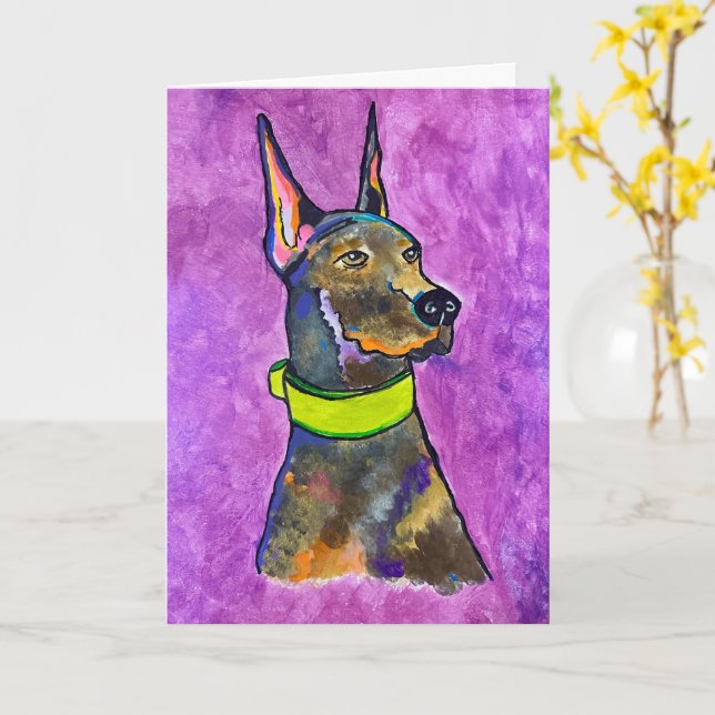 Dobermann  karte (Gelbe Blume)